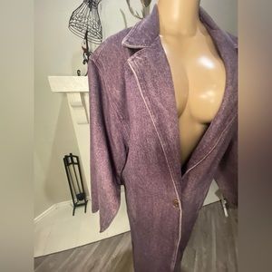 Purple long trench jean jacket for women size:L vintage inspired.